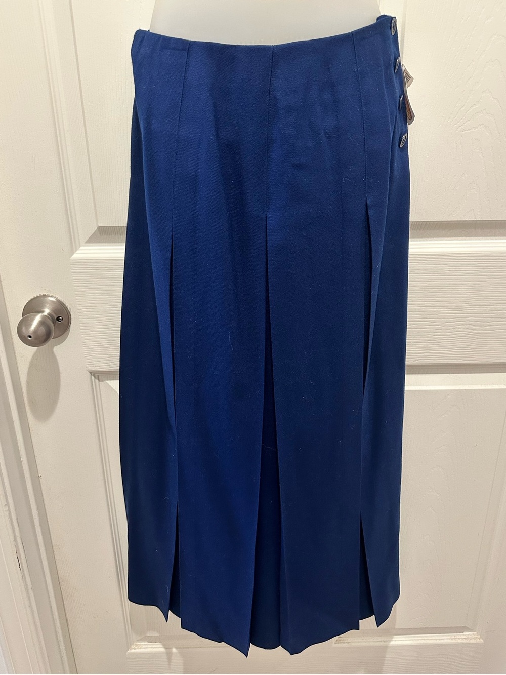 Vintage Talbots NWT Wool Pleated Maxi Skirt Navy Size 4 Old Money Equestrian HTF